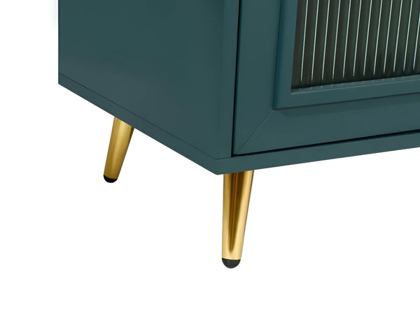 Homeroots 60" Teal Blue Ribbed Texture Sideboard With Four Doors   568416