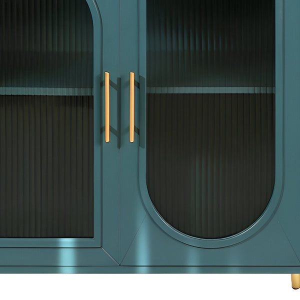 Homeroots 60" Teal Blue Ribbed Texture Sideboard With Four Doors   568416