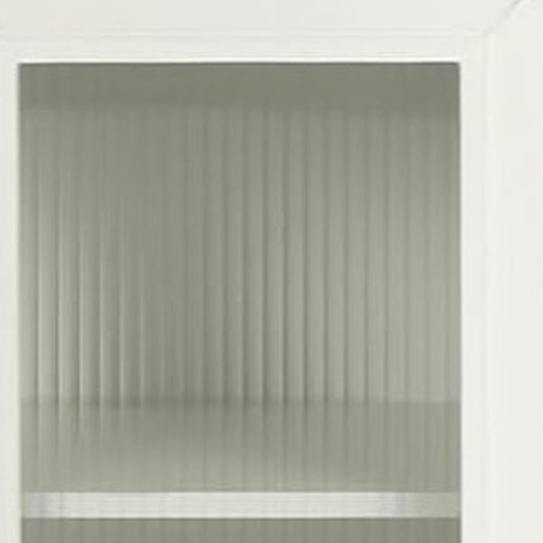HomeRoots 60" Modern White Ribbed Texture Wood & Glass Sideboard - Stylish Storage Solution for Any Room 568417