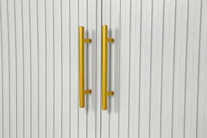 HomeRoots 60" White Ribbed Texture Sideboard - Modern Minimalist Storage with Gold Accents for Any Room 568418