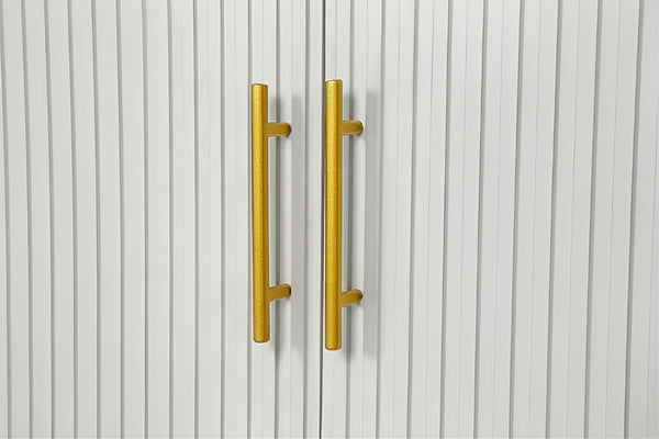 HomeRoots 60" White Ribbed Texture Sideboard - Modern Minimalist Storage with Gold Accents for Any Room 568418