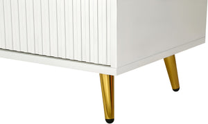 HomeRoots 60" White Ribbed Texture Sideboard - Modern Minimalist Storage with Gold Accents for Any Room 568418