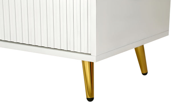 HomeRoots 60" White Ribbed Texture Sideboard - Modern Minimalist Storage with Gold Accents for Any Room 568418