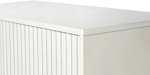 HomeRoots 60" White Ribbed Texture Sideboard - Modern Minimalist Storage with Gold Accents for Any Room 568418