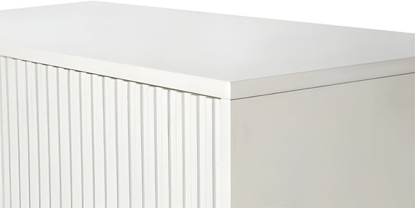 HomeRoots 60" White Ribbed Texture Sideboard - Modern Minimalist Storage with Gold Accents for Any Room 568418