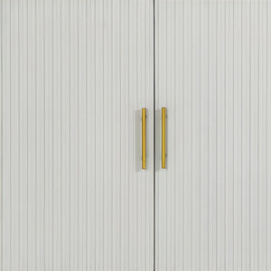 HomeRoots 60" White Ribbed Texture Sideboard - Modern Minimalist Storage with Gold Accents for Any Room 568418