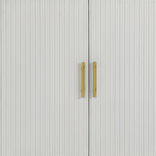 HomeRoots 60" White Ribbed Texture Sideboard - Modern Minimalist Storage with Gold Accents for Any Room 568418