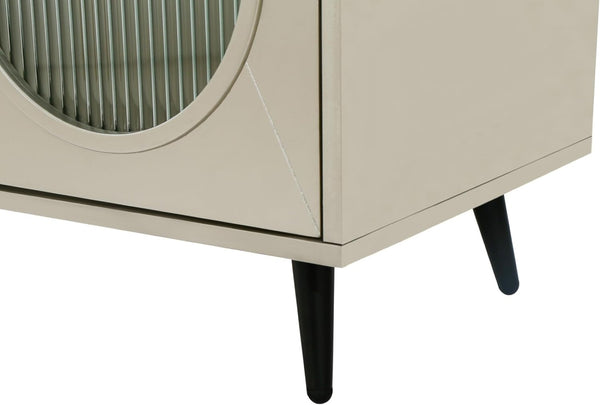 HomeRoots 60" Gold Wood and Glass Sideboard - Stylish Mid-Century Modern Buffet with Ample Storage Options 568419