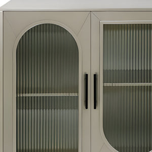 HomeRoots 60" Gold Wood and Glass Sideboard - Stylish Mid-Century Modern Buffet with Ample Storage Options 568419