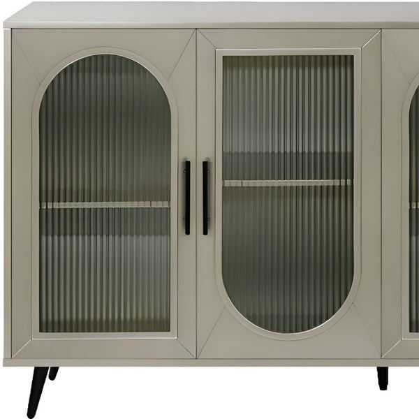 HomeRoots 60" Gold Wood and Glass Sideboard - Stylish Mid-Century Modern Buffet with Ample Storage Options 568419
