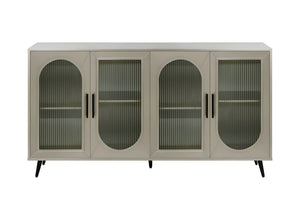 HomeRoots 60" Gold Wood and Glass Sideboard - Stylish Mid-Century Modern Buffet with Ample Storage Options 568419