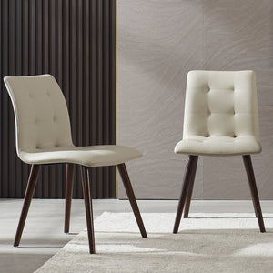 English Elm Dining Chair Set of 2 Mid Century Pu Upholstered Seat with Oak Legs for Any Room W5630P456169