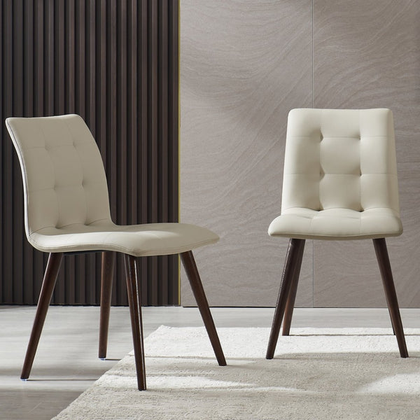 English Elm Dining Chair Set of 2 Mid Century Pu Upholstered Seat with Oak Legs for Any Room W5630P456169