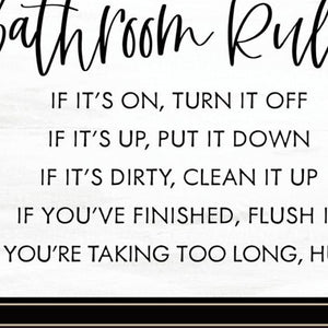 HomeRoots Set of Two Charming "Bathroom Rules" Black Framed Wall Art Prints for Modern Home Decor Delight 568423
