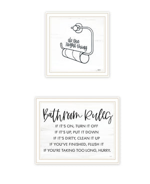 HomeRoots Set of Two Framed "Bathroom Rules" Wall Art Prints - Chic Home Decor for Modern & Classic Styles 568424