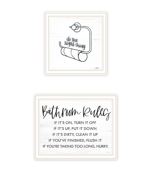 HomeRoots Set of Two Framed "Bathroom Rules" Wall Art Prints - Chic Home Decor for Modern & Classic Styles 568424