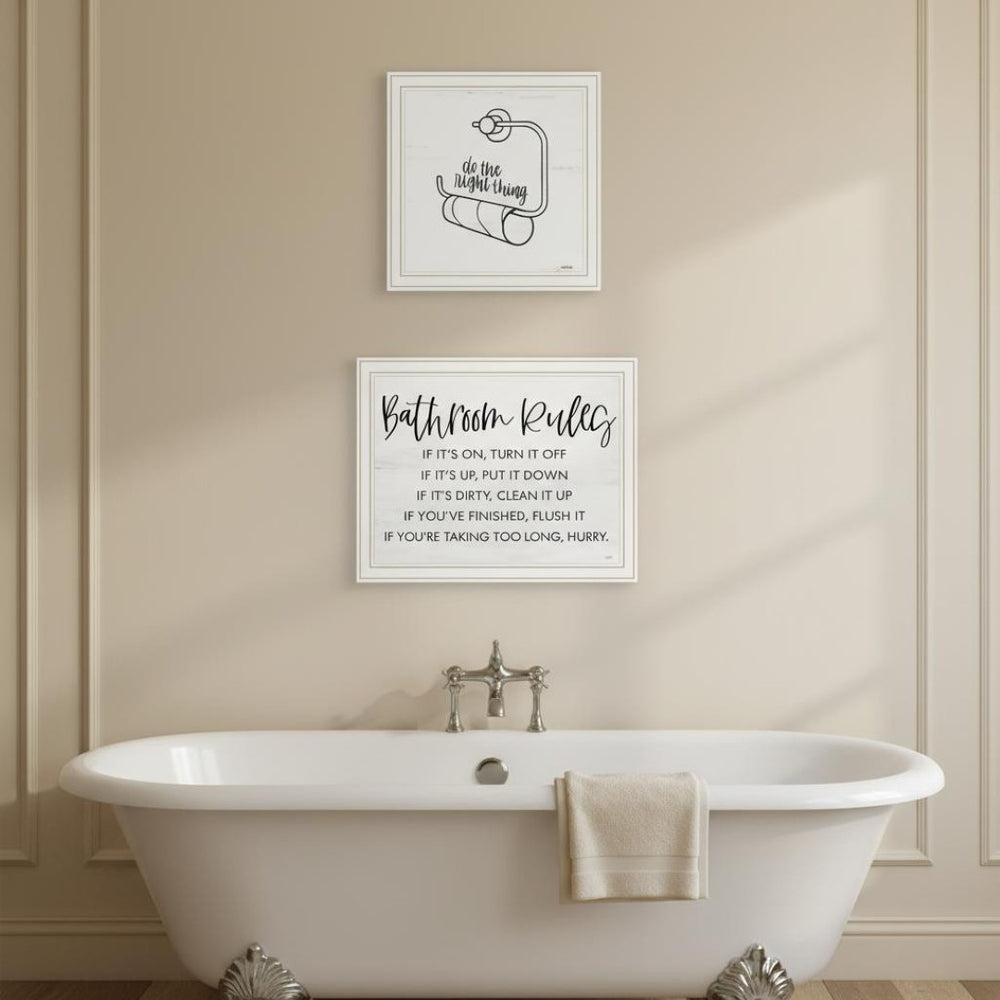HomeRoots Set of Two Framed "Bathroom Rules" Wall Art Prints - Chic Home Decor for Modern & Classic Styles 568424