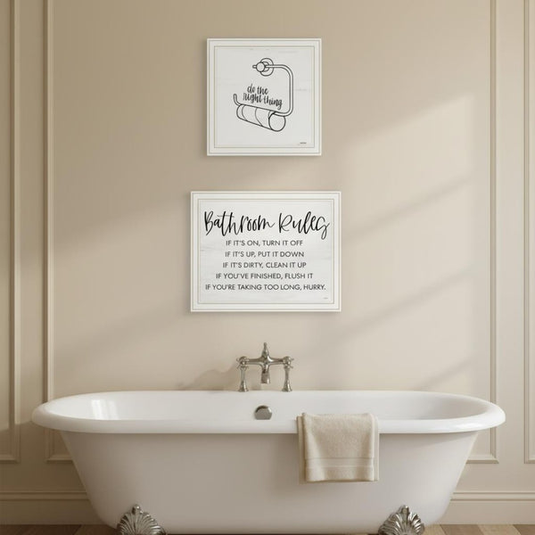 HomeRoots Set of Two Framed "Bathroom Rules" Wall Art Prints - Chic Home Decor for Modern & Classic Styles 568424