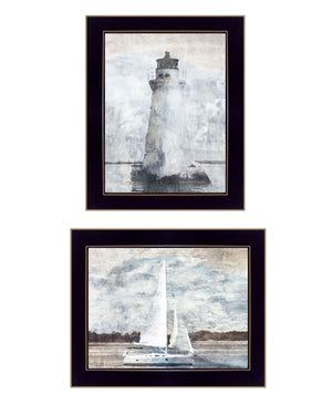 HomeRoots Set of Two "The Ocean Blues" Framed Wall Art Prints - Coastal Style for Contemporary Spaces 568427