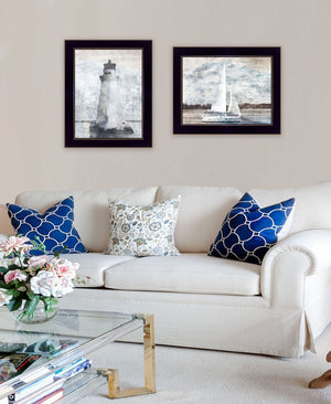 HomeRoots Set of Two "The Ocean Blues" Framed Wall Art Prints - Coastal Style for Contemporary Spaces 568427