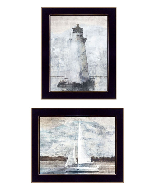 HomeRoots Set of Two "The Ocean Blues" Framed Wall Art Prints - Coastal Style for Contemporary Spaces 568427