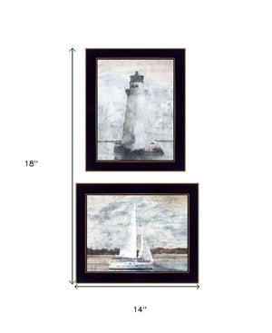 HomeRoots Set of Two "The Ocean Blues" Framed Wall Art Prints - Coastal Style for Contemporary Spaces 568427