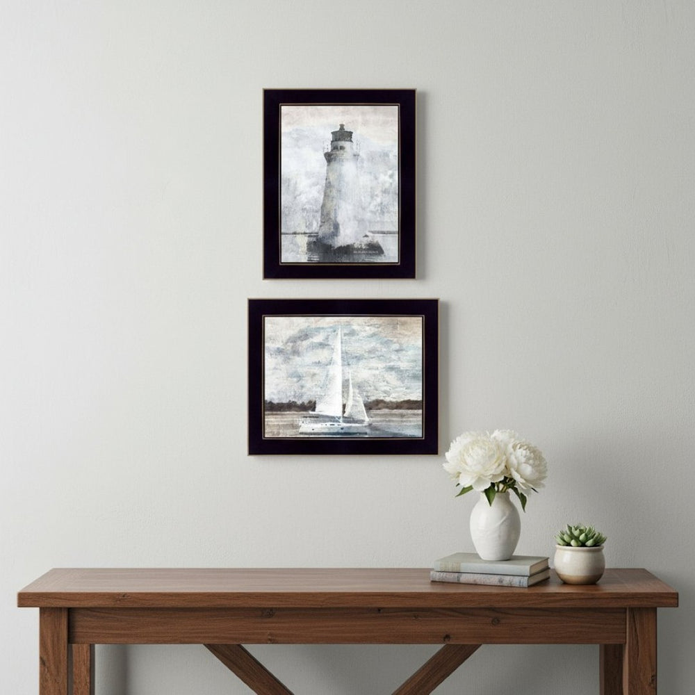HomeRoots Set of Two "The Ocean Blues" Framed Wall Art Prints - Coastal Style for Contemporary Spaces 568427