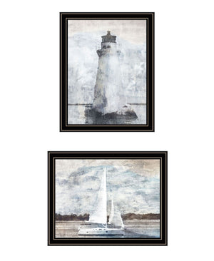 HomeRoots Set Of Two "The Ocean Blues" Coastal Wall Art - Framed Acrylic Prints for Modern Home Decor Style 568428