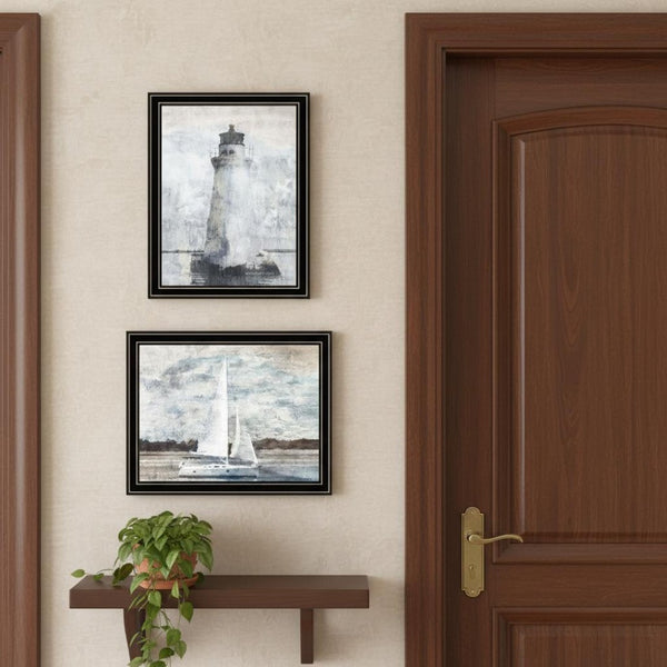 HomeRoots Set Of Two "The Ocean Blues" Coastal Wall Art - Framed Acrylic Prints for Modern Home Decor Style 568428