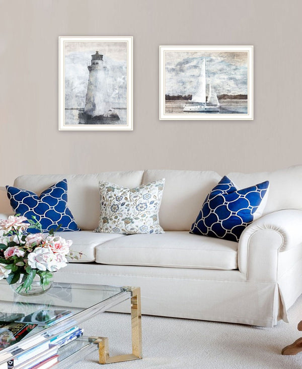 HomeRoots Set Of Two "The Ocean Blues" Framed Wall Art Prints - Elegant Coastal Decor for Any Room 568429