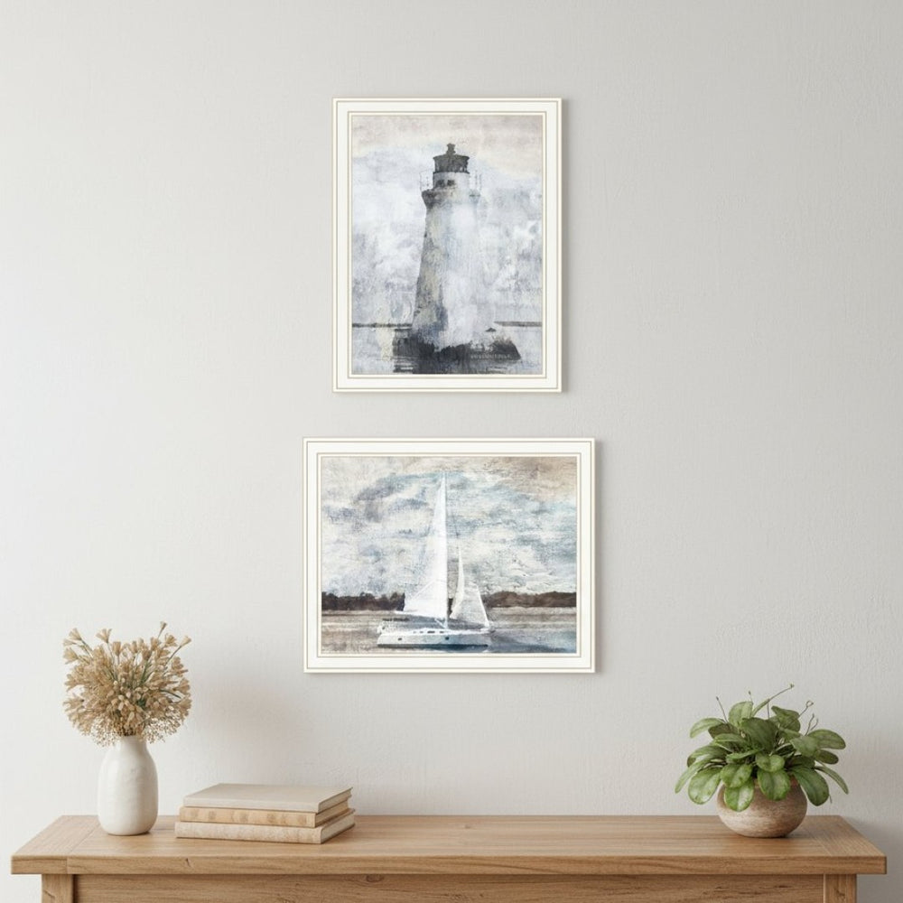 HomeRoots Set Of Two "The Ocean Blues" Framed Wall Art Prints - Elegant Coastal Decor for Any Room 568429