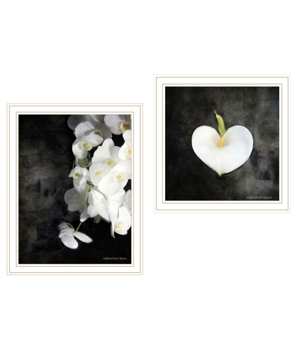 HomeRoots Set of Two Stunning Botanical Flower Prints in White Framed Art - Perfect for Any Room Decor! 568431