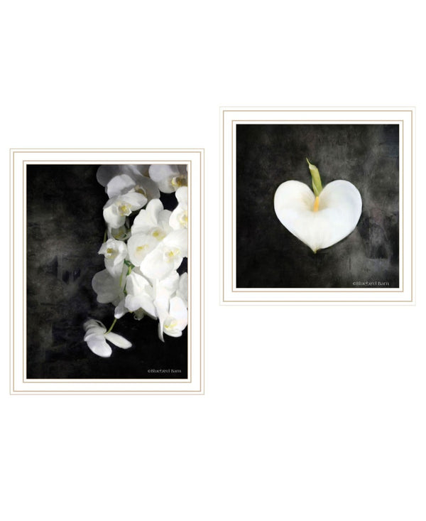 HomeRoots Set of Two Stunning Botanical Flower Prints in White Framed Art - Perfect for Any Room Decor! 568431