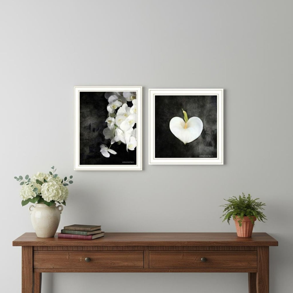 HomeRoots Set of Two Stunning Botanical Flower Prints in White Framed Art - Perfect for Any Room Decor! 568431