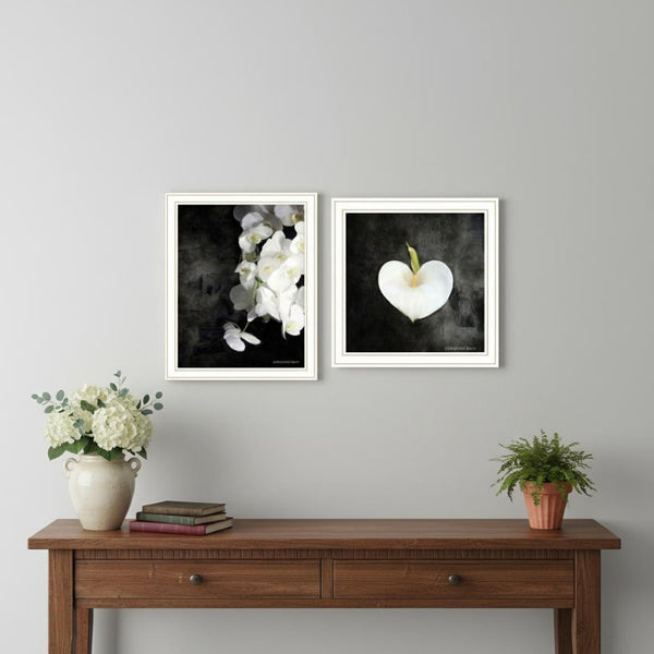 HomeRoots Set of Two Stunning Botanical Flower Prints in White Framed Art - Perfect for Any Room Decor! 568431