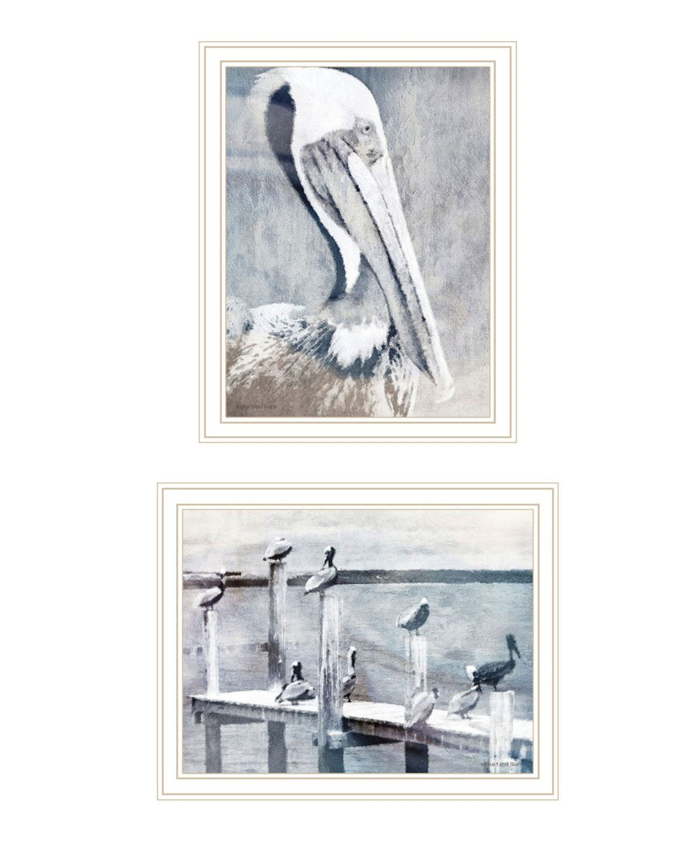 HomeRoots Set of Two Pelican Prints – Framed Coastal Wall Art for Nautical Home Décor & Modern Spaces 568434