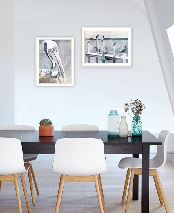 HomeRoots Set of Two Pelican Prints – Framed Coastal Wall Art for Nautical Home Décor & Modern Spaces 568434