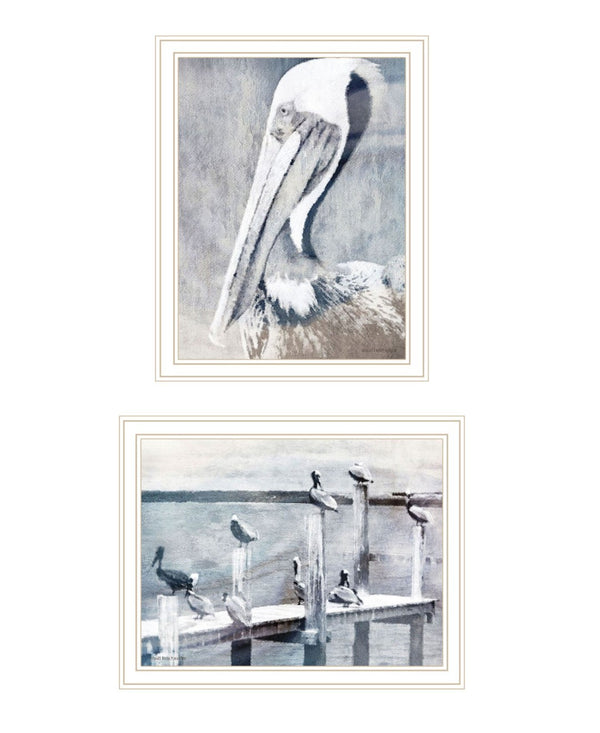 HomeRoots Set of Two Pelican Prints – Framed Coastal Wall Art for Nautical Home Décor & Modern Spaces 568434