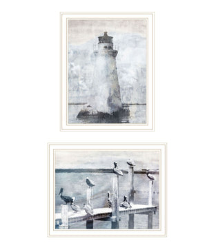 HomeRoots Set of Two Pelicans & Lighthouse Framed Wall Art - Coastal Elegance for Modern Home Décor 568435