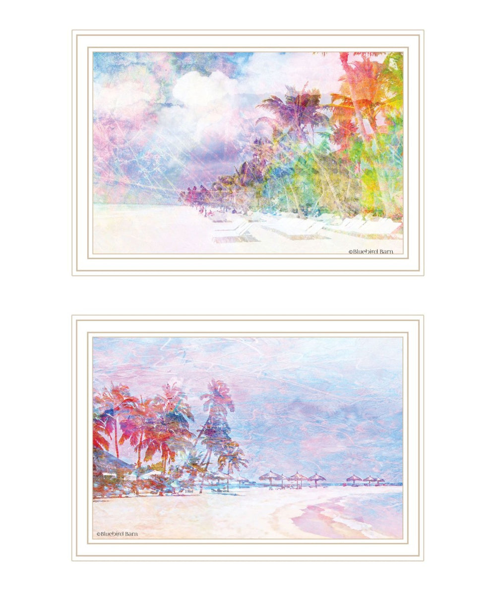HomeRoots Set of Two Rainbow Beachside Framed Wall Art – Coastal Charm Prints for Vibrant Home Decor Style 568436
