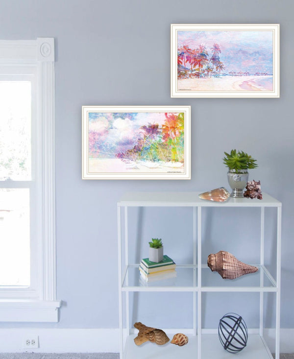 HomeRoots Set of Two Rainbow Beachside Framed Wall Art – Coastal Charm Prints for Vibrant Home Decor Style 568436