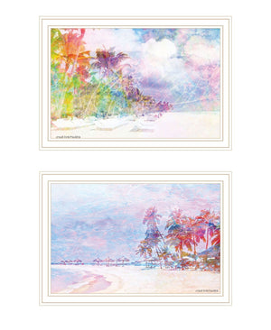 HomeRoots Set of Two Rainbow Beachside Framed Wall Art – Coastal Charm Prints for Vibrant Home Decor Style 568436