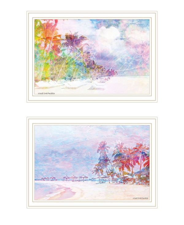 HomeRoots Set of Two Rainbow Beachside Framed Wall Art – Coastal Charm Prints for Vibrant Home Decor Style 568436