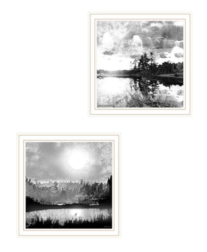 HomeRoots Set of Two Framed Contemporary Lake Scene Prints – Elegant Wall Art for Modern Home Decor 568437