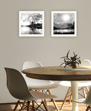 HomeRoots Set of Two Framed Contemporary Lake Scene Prints – Elegant Wall Art for Modern Home Decor 568437