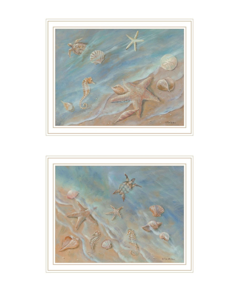 HomeRoots Set of Two "Seashore Stars" Coastal Framed Wall Art – Elegant Home Decor for Breezy Vibes! 568438
