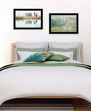 HomeRoots Set of Two Serene Lake Reflection Wall Art Prints in Black Frames for Stylish Home Decor Upgrade 568445