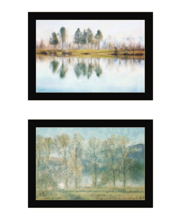 HomeRoots Set of Two Serene Lake Reflection Wall Art Prints in Black Frames for Stylish Home Decor Upgrade 568445