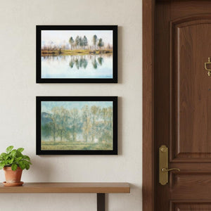 HomeRoots Set of Two Serene Lake Reflection Wall Art Prints in Black Frames for Stylish Home Decor Upgrade 568445
