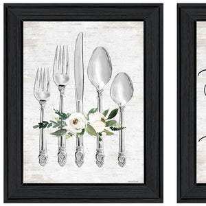 HomeRoots Set of Two Contemporary Framed Wall Art Prints – Whimsical Black Frames for Dining & Home Décor 568446
